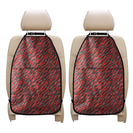 Black And Red Tiger Stripe Camo Print Car Seat Organizers