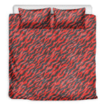 Black And Red Tiger Stripe Camo Print Duvet Cover Bedding Set