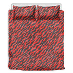 Black And Red Tiger Stripe Camo Print Duvet Cover Bedding Set