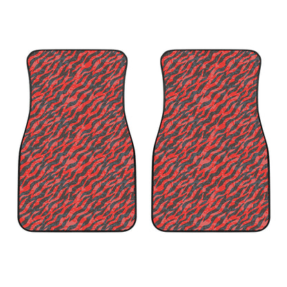Black And Red Tiger Stripe Camo Print Front Car Floor Mats