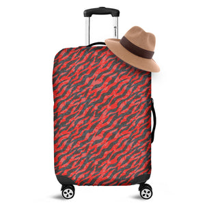 Black And Red Tiger Stripe Camo Print Luggage Cover