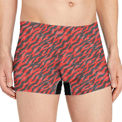 Black And Red Tiger Stripe Camo Print Men's Boxer Briefs
