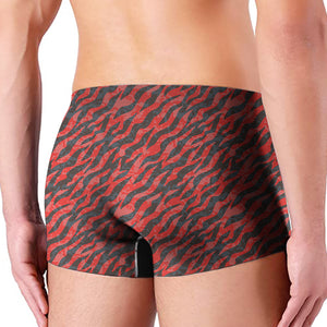 Black And Red Tiger Stripe Camo Print Men's Boxer Briefs