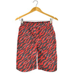 Black And Red Tiger Stripe Camo Print Men's Shorts