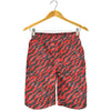Black And Red Tiger Stripe Camo Print Men's Shorts