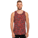 Black And Red Tiger Stripe Camo Print Men's Tank Top