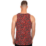 Black And Red Tiger Stripe Camo Print Men's Tank Top