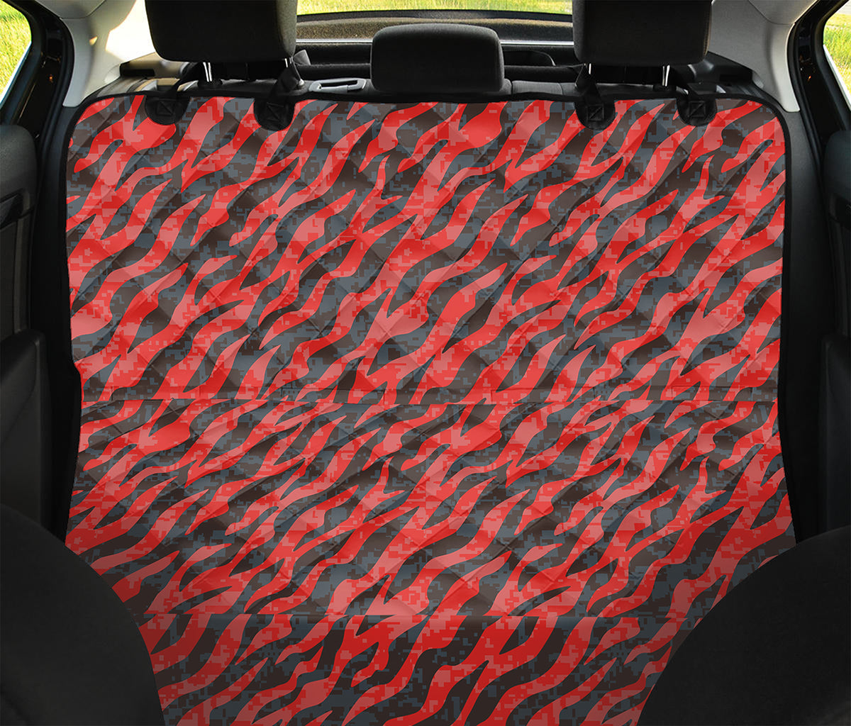 Black And Red Tiger Stripe Camo Print Pet Car Back Seat Cover