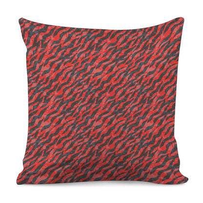 Black And Red Tiger Stripe Camo Print Pillow Cover