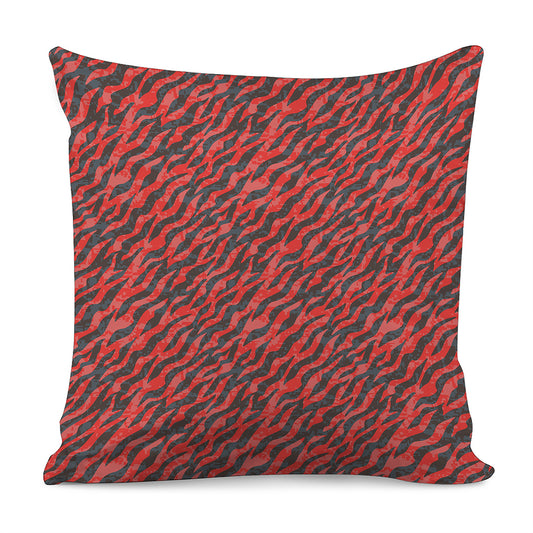 Black And Red Tiger Stripe Camo Print Pillow Cover