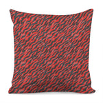 Black And Red Tiger Stripe Camo Print Pillow Cover