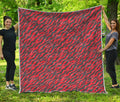 Black And Red Tiger Stripe Camo Print Quilt