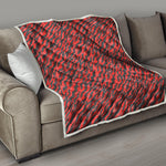 Black And Red Tiger Stripe Camo Print Quilt