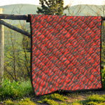 Black And Red Tiger Stripe Camo Print Quilt