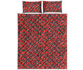Black And Red Tiger Stripe Camo Print Quilt Bed Set