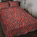 Black And Red Tiger Stripe Camo Print Quilt Bed Set