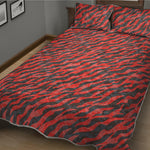 Black And Red Tiger Stripe Camo Print Quilt Bed Set