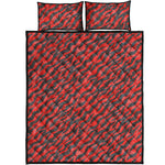 Black And Red Tiger Stripe Camo Print Quilt Bed Set