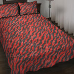 Black And Red Tiger Stripe Camo Print Quilt Bed Set