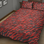 Black And Red Tiger Stripe Camo Print Quilt Bed Set