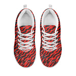 Black And Red Tiger Stripe Camo Print White Sneakers