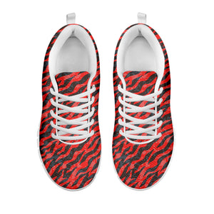 Black And Red Tiger Stripe Camo Print White Sneakers