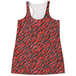 Black And Red Tiger Stripe Camo Print Women's Racerback Tank Top