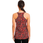 Black And Red Tiger Stripe Camo Print Women's Racerback Tank Top