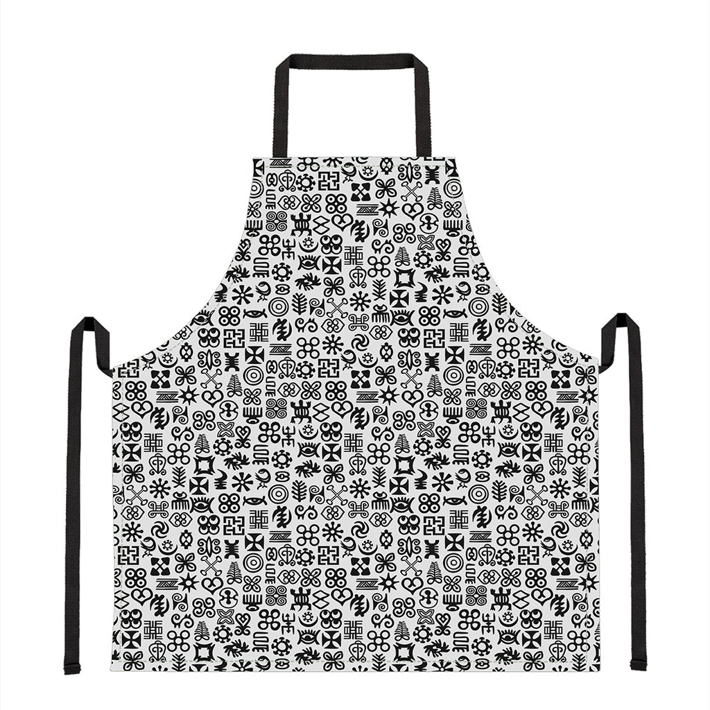 Black And White Adinkra Tribe Symbols Apron