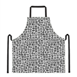 Black And White Adinkra Tribe Symbols Apron