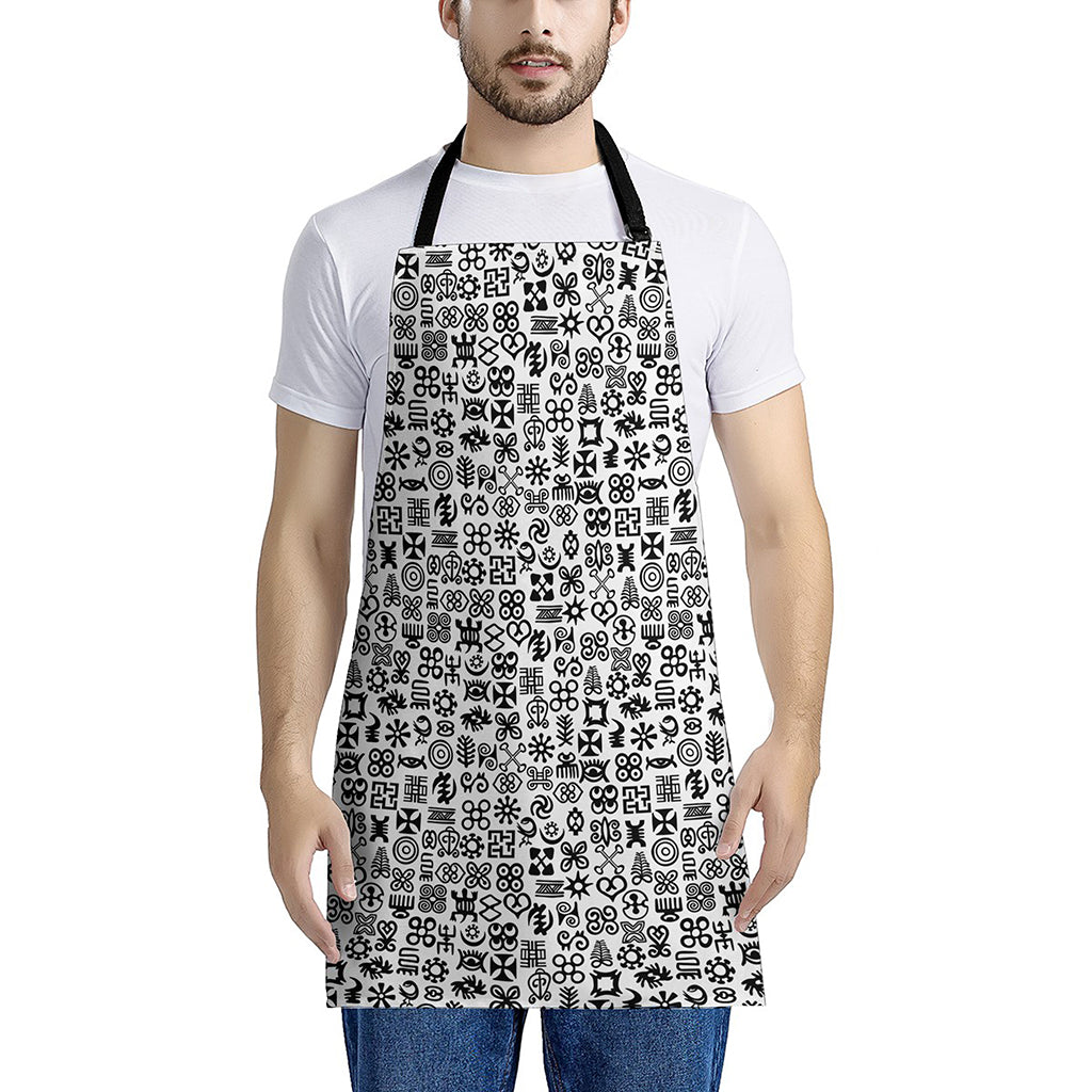 Black And White Adinkra Tribe Symbols Apron