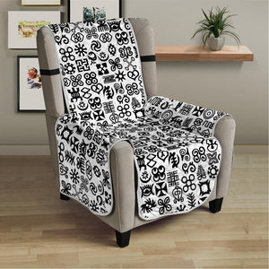 Black And White Adinkra Tribe Symbols Armchair Protector