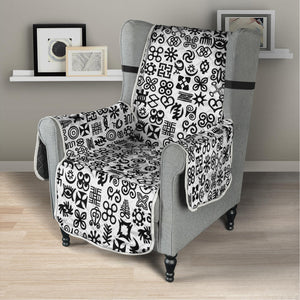 Black And White Adinkra Tribe Symbols Armchair Protector