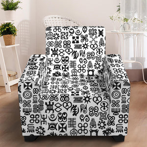 Black And White Adinkra Tribe Symbols Armchair Slipcover