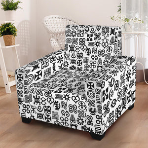 Black And White Adinkra Tribe Symbols Armchair Slipcover