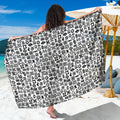 Black And White Adinkra Tribe Symbols Beach Sarong Wrap