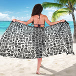 Black And White Adinkra Tribe Symbols Beach Sarong Wrap