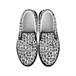 Black And White Adinkra Tribe Symbols Black Slip On Shoes