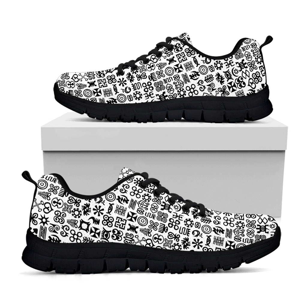 Black And White Adinkra Tribe Symbols Black Sneakers