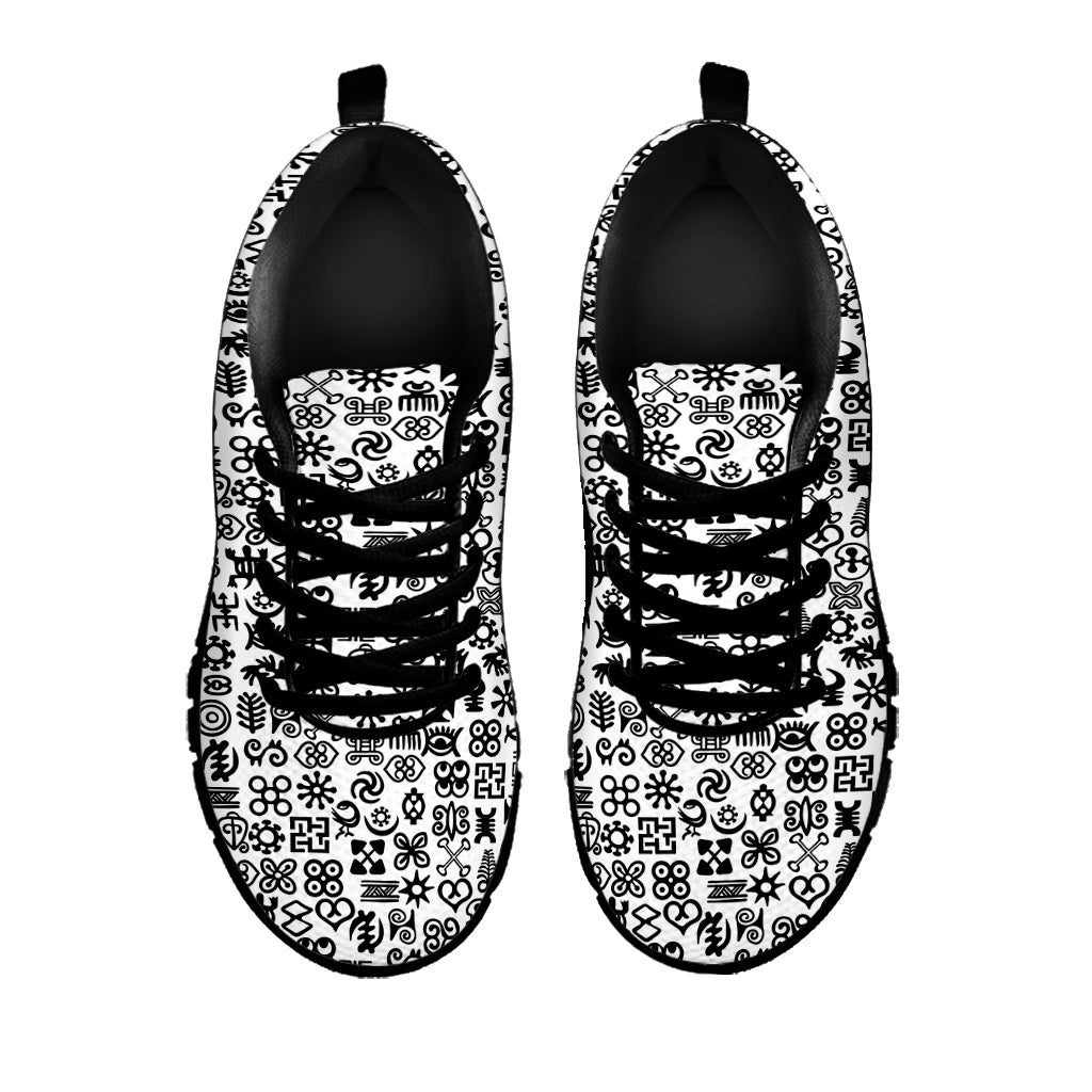 Black And White Adinkra Tribe Symbols Black Sneakers