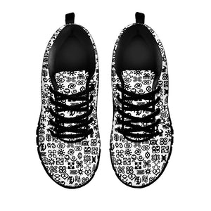 Black And White Adinkra Tribe Symbols Black Sneakers