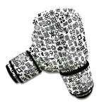 Black And White Adinkra Tribe Symbols Boxing Gloves