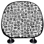 Black And White Adinkra Tribe Symbols Car Headrest Covers