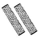 Black And White Adinkra Tribe Symbols Car Seat Belt Covers