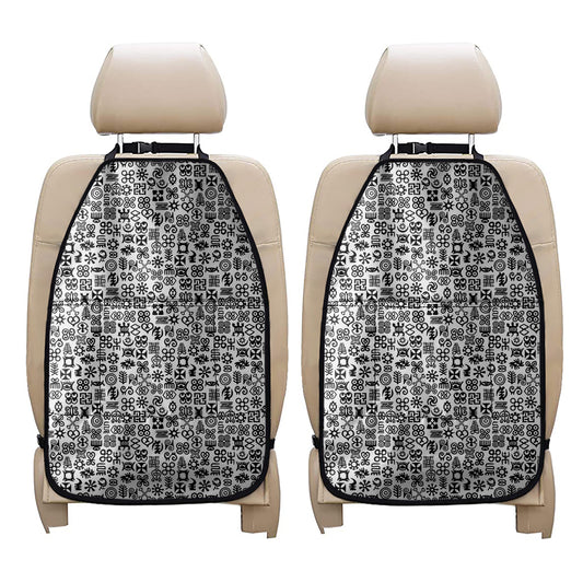Black And White Adinkra Tribe Symbols Car Seat Organizers