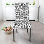 Black And White Adinkra Tribe Symbols Dining Chair Slipcover