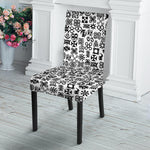 Black And White Adinkra Tribe Symbols Dining Chair Slipcover