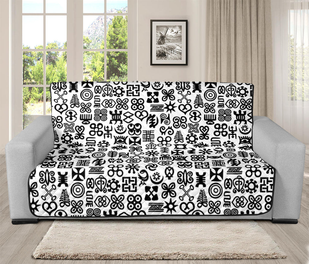 Black And White Adinkra Tribe Symbols Futon Protector