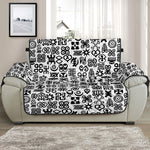 Black And White Adinkra Tribe Symbols Half Sofa Protector