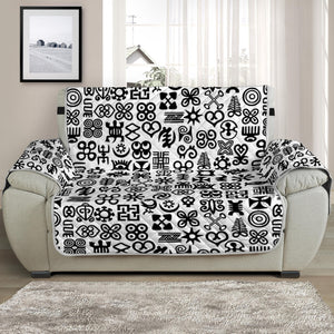 Black And White Adinkra Tribe Symbols Half Sofa Protector